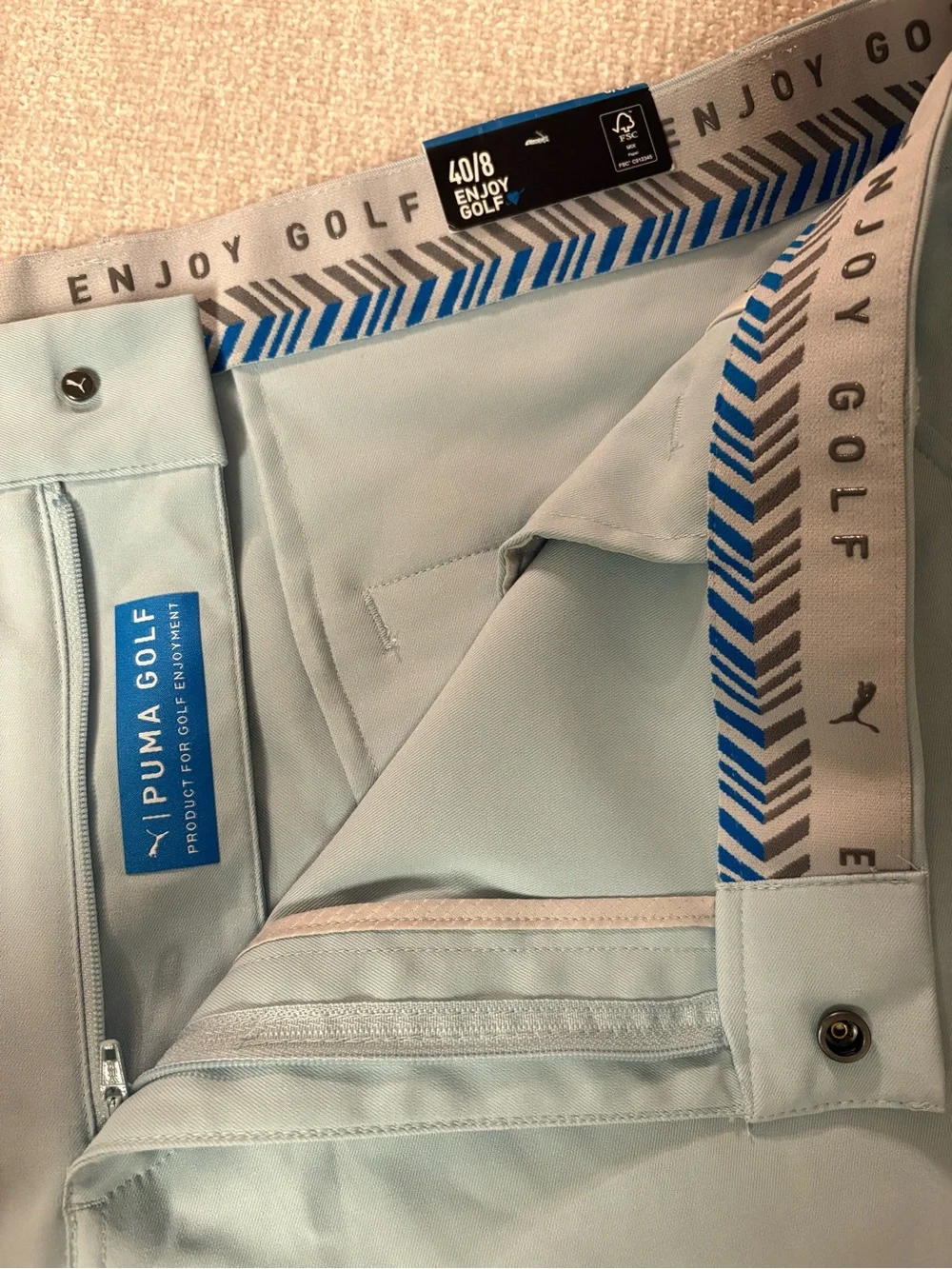 NWT Pale Blue/Green Men’s Puma Dealer Enjoy Golf Shorts - Size 40
